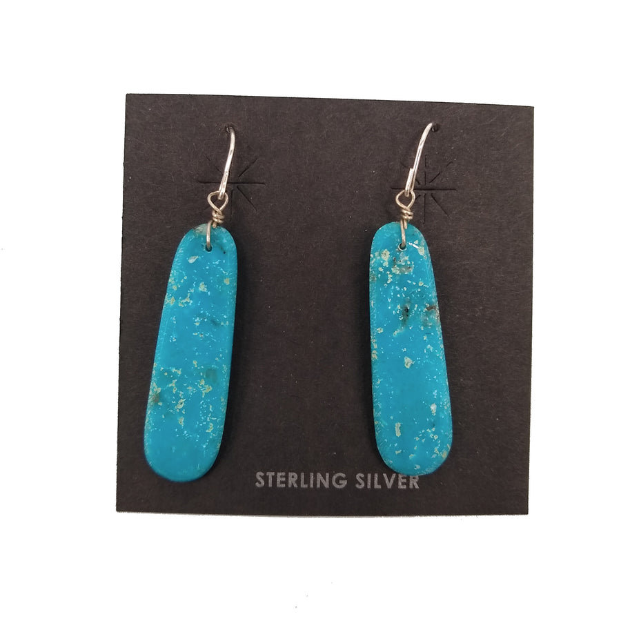 Bright Blue Turquoise Slab Earrings